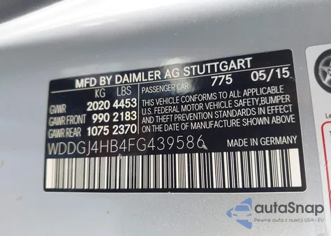 2015 Mercedes-Benz C 250 из США, поврежденный, VIN WDDGJ4HB4FG439586